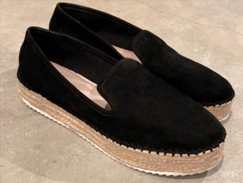 Gianni Bini Women's Black Suede Cork Platform & Rubber Wedge Shoes 8.5M